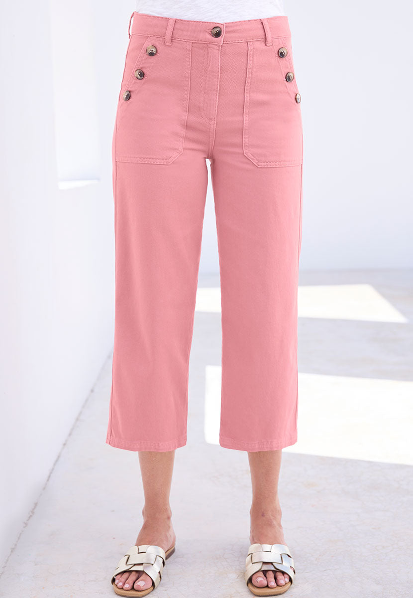 Roberta Wide Leg Cropped Jean - Rose