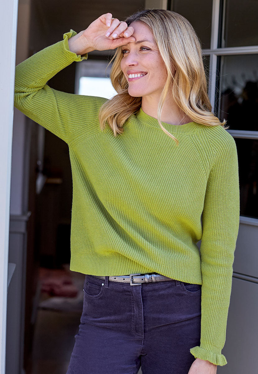 Rosa Relaxed Crew Neck Jumper - Soft Olive