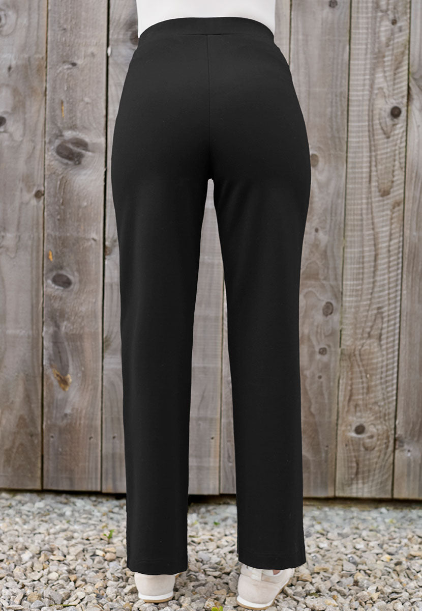 Rosa Wide Leg Pull on Trouser - Black Back View