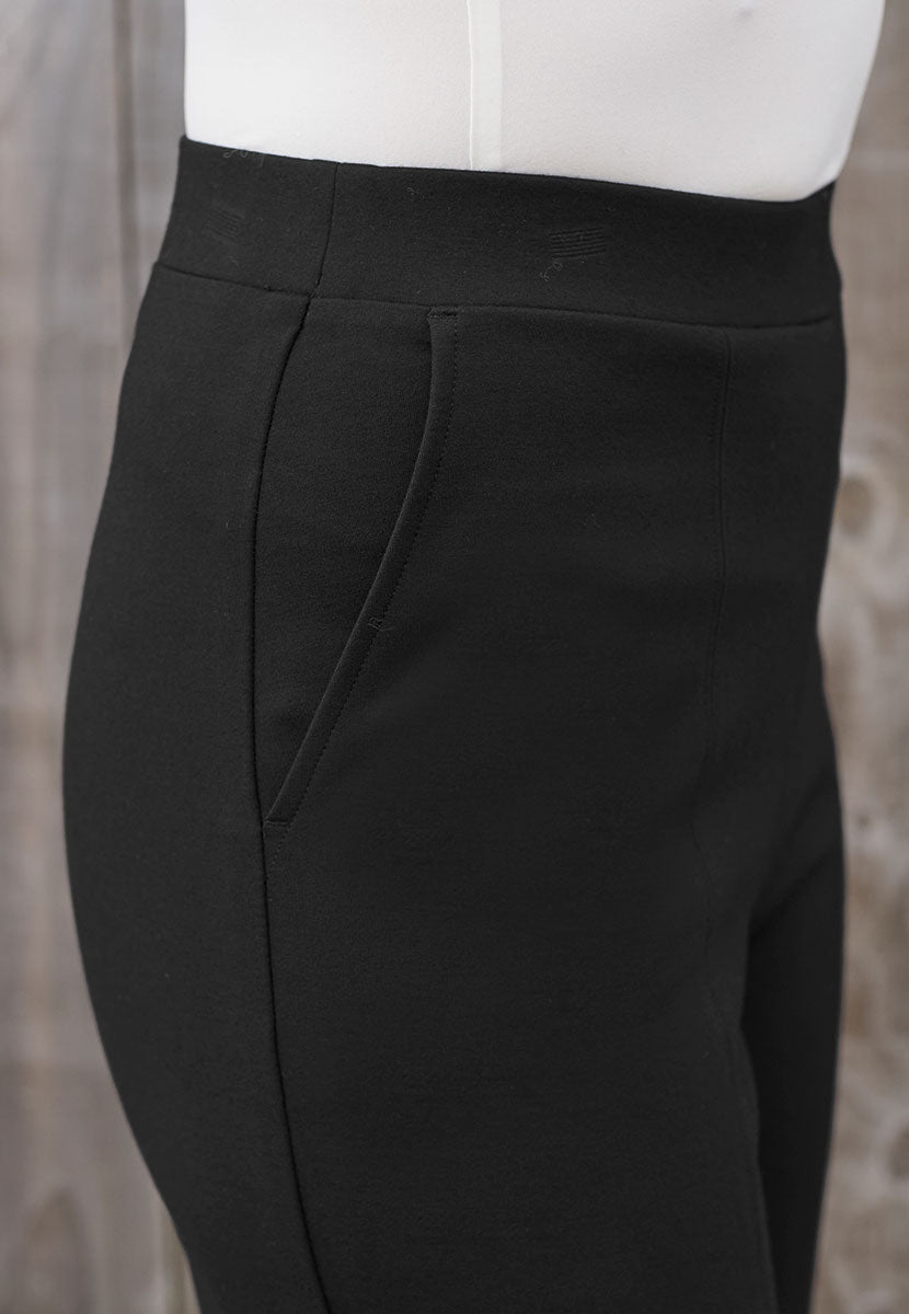 Rosa Wide Leg Pull on Trouser - Black Detail View