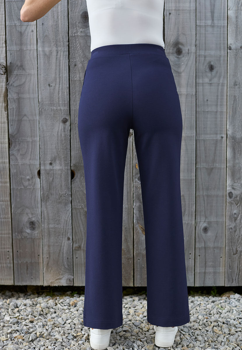 Rosa Pull on Wide Leg Trouser - Navy Back View