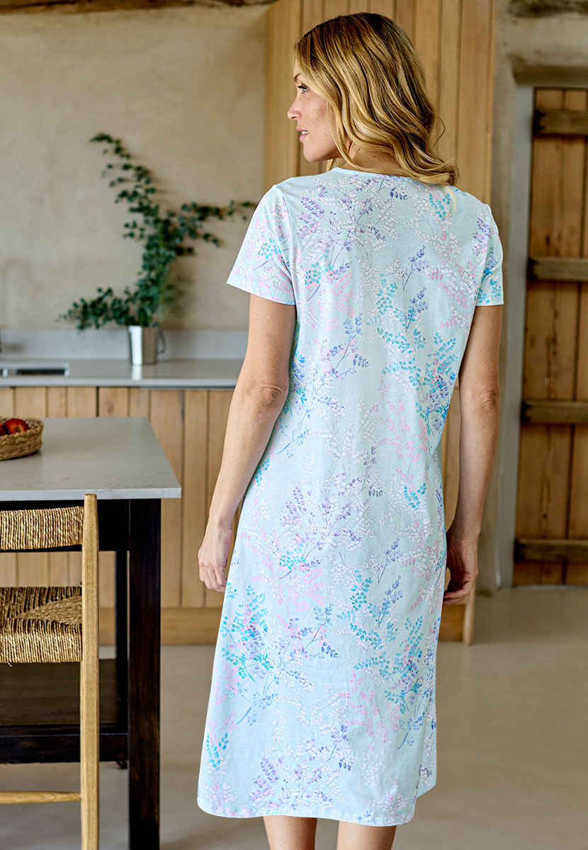 Rosalyn Short Sleeve Pure Cotton Nightdress - San Severo Print