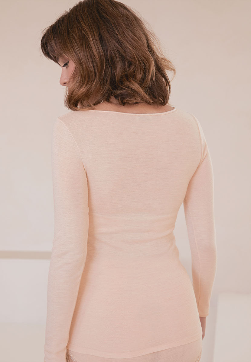 Rosella Merino Thermal Long Sleeve Vest - Nude