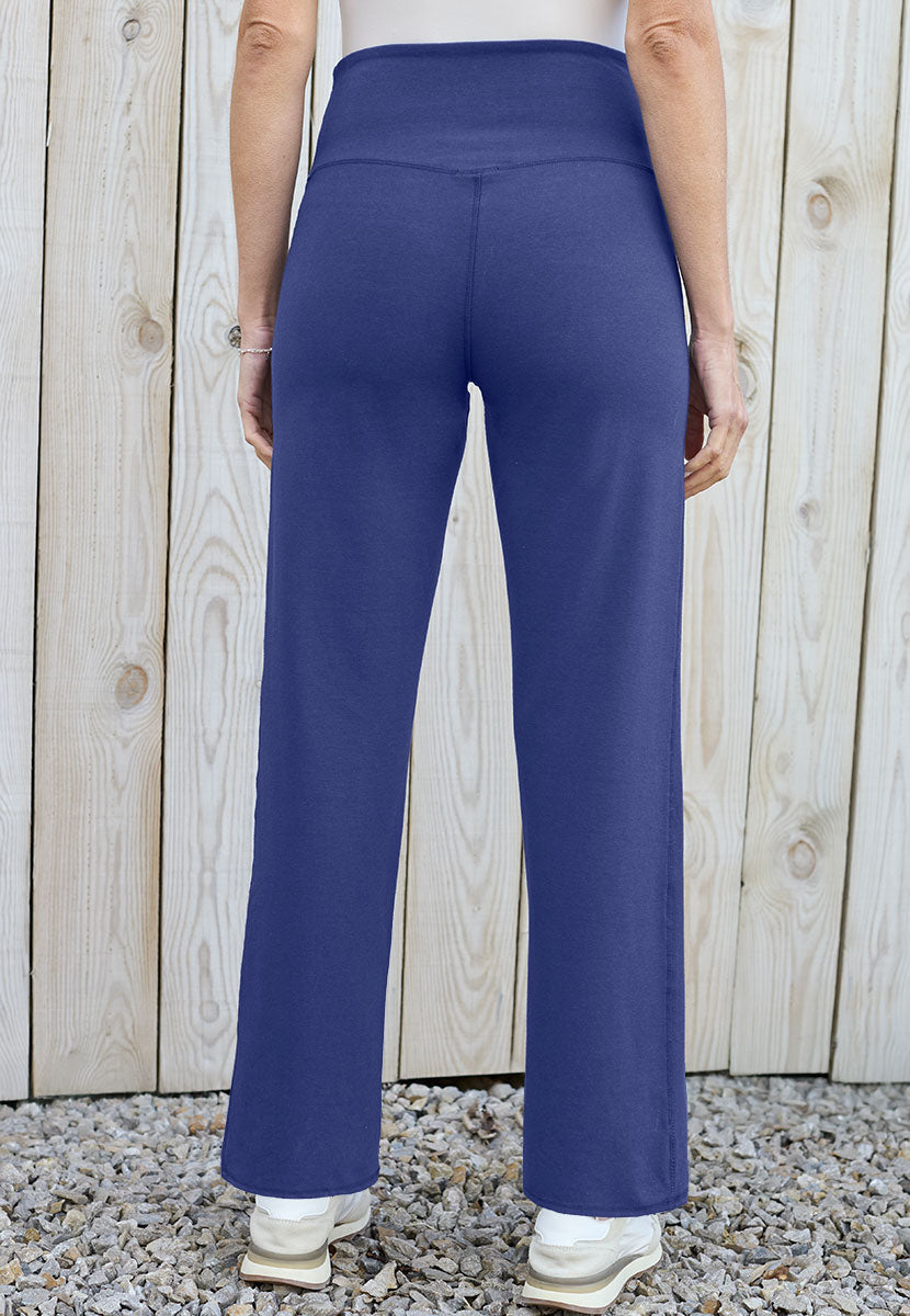 Rosie Straight Leg Bamboo Trouser - Navy Back View