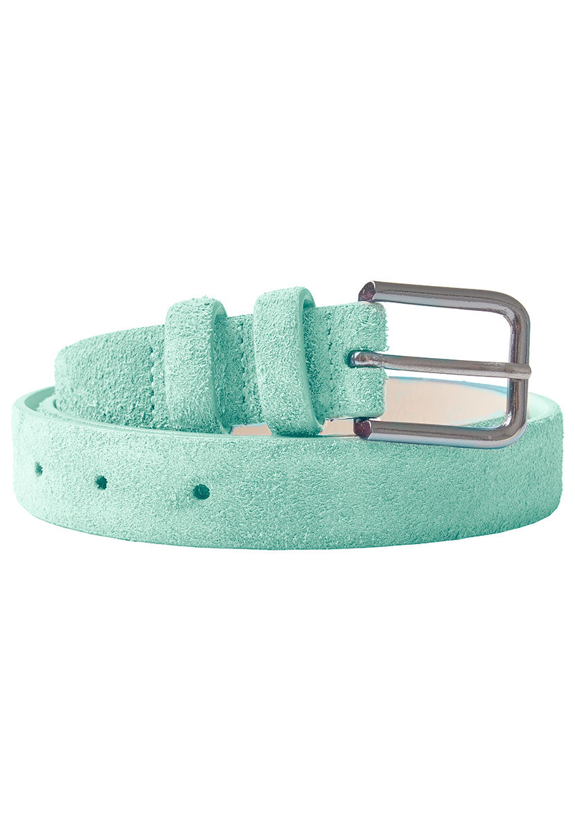 Suede Leather Belt - Soft Aqua