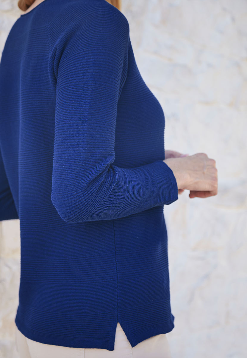 Sophie V-Neck Pure Cotton Long Sleeve Jumper - French Navy