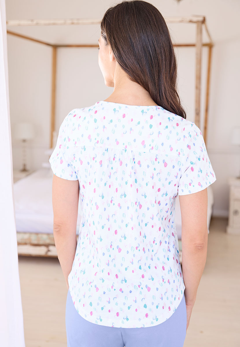 Stella Short Sleeve Pure Cotton Pyjama Set - Carbolla Spot