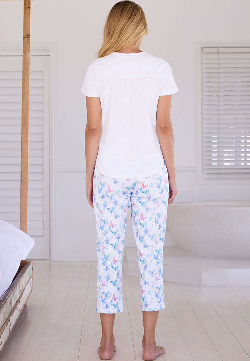 Stella Short Sleeve Pure Cotton Pyjama Set - Papillon Print