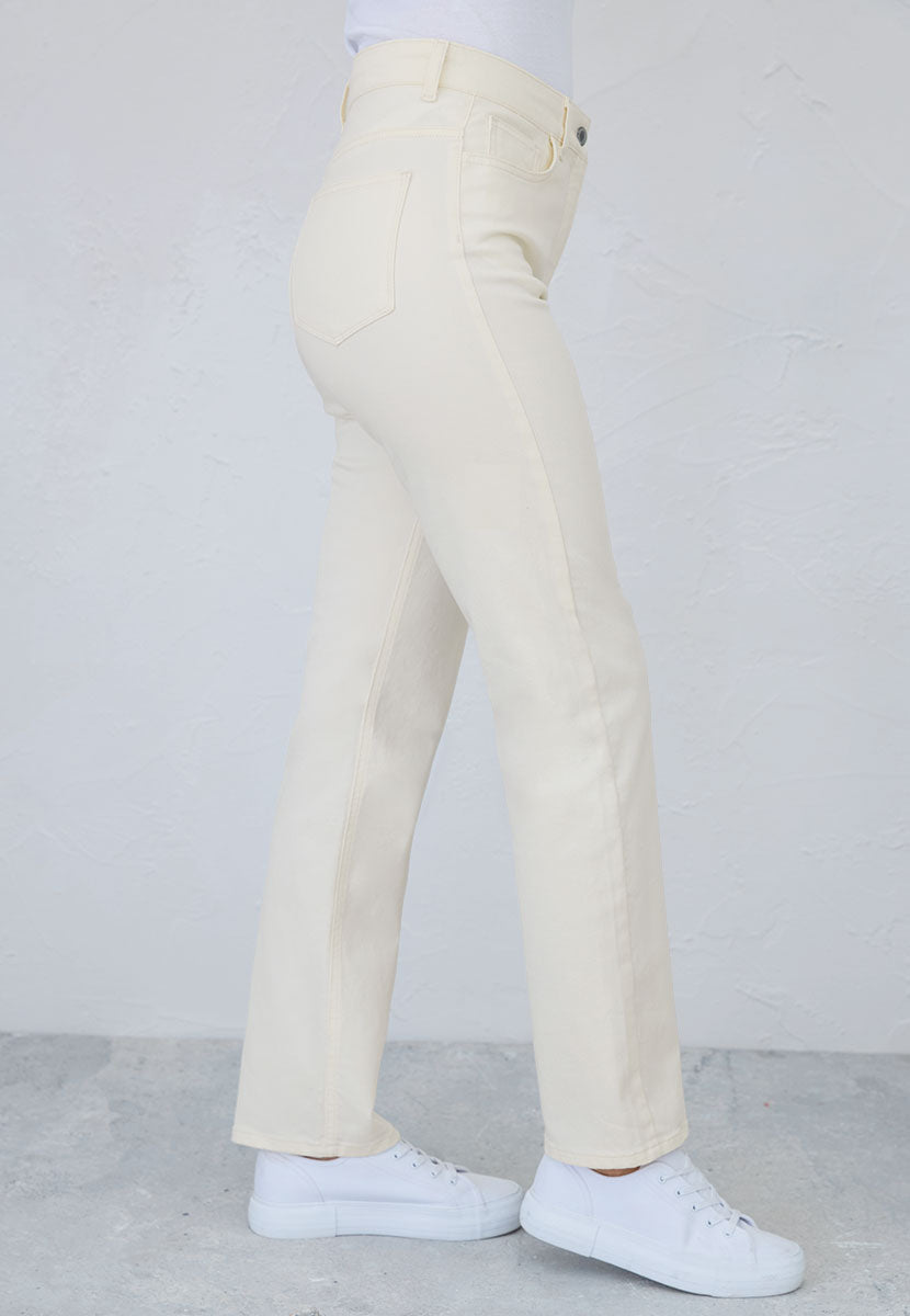 Stevie Straight Leg Jean - Ecru Side