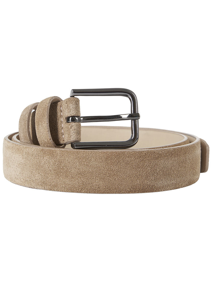 Suede Leather Belt - Taupe
