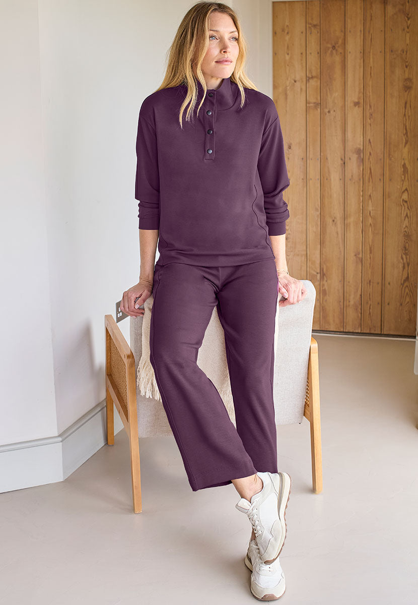 Susannah Leisure Co-ord Top - Blackcurrant Front Alt View