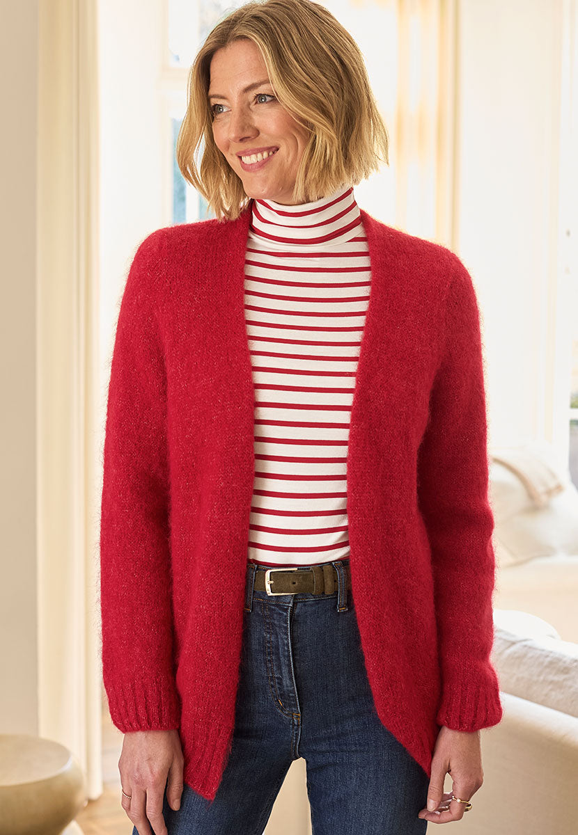 Tara Long Sleeve Alpaca Blend Cardigan - Cherry Front Alt View