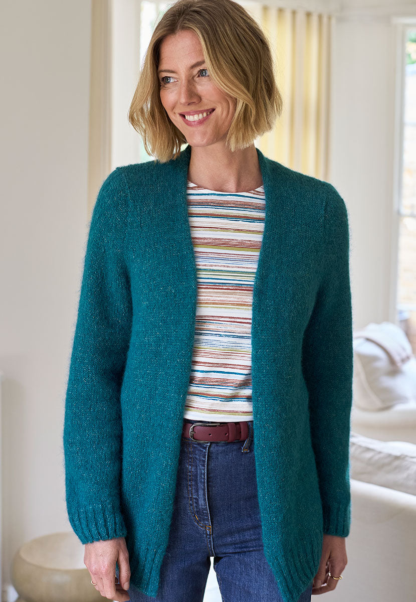 Tara Long Sleeve Alpaca Blend Cardigan - Dutch Blue Front Alt View