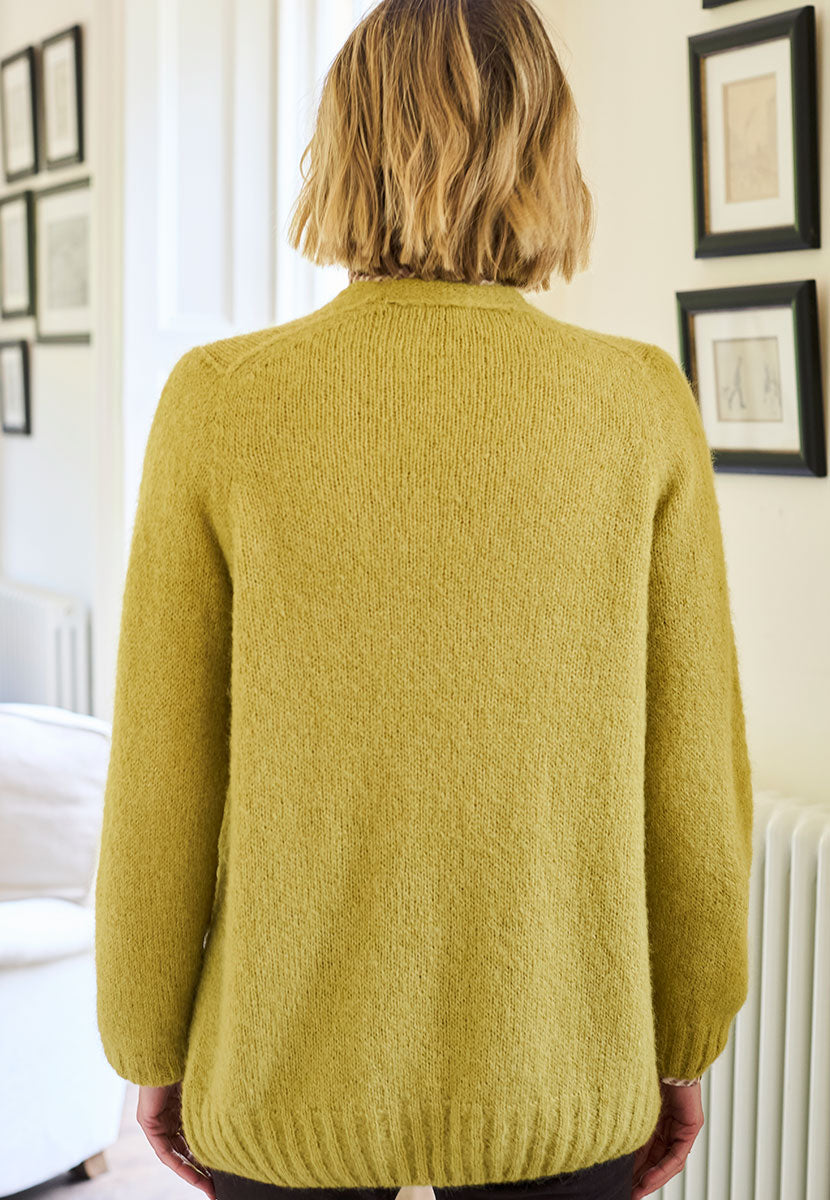Tara Long Sleeve Alpaca Blend Cardigan - Soft Olive Back View