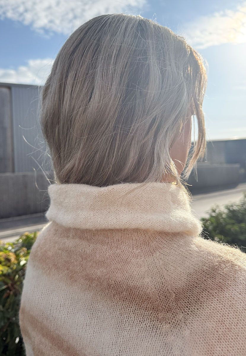 Tessa Long Sleeve Cowl Neck Ombre Jumper - Neutral Ombre Alpaca Blend Back View