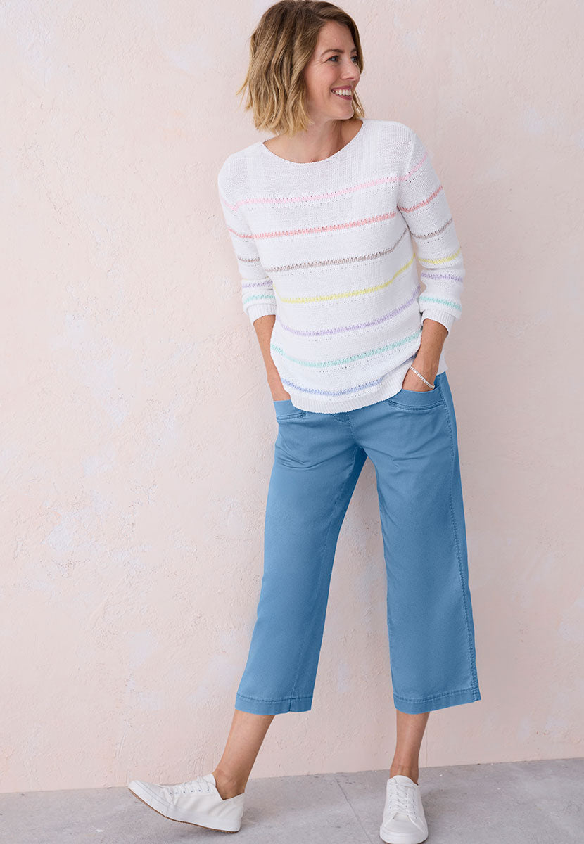 TONI Sue Wide Leg Cropped Trouser - Blue Denim