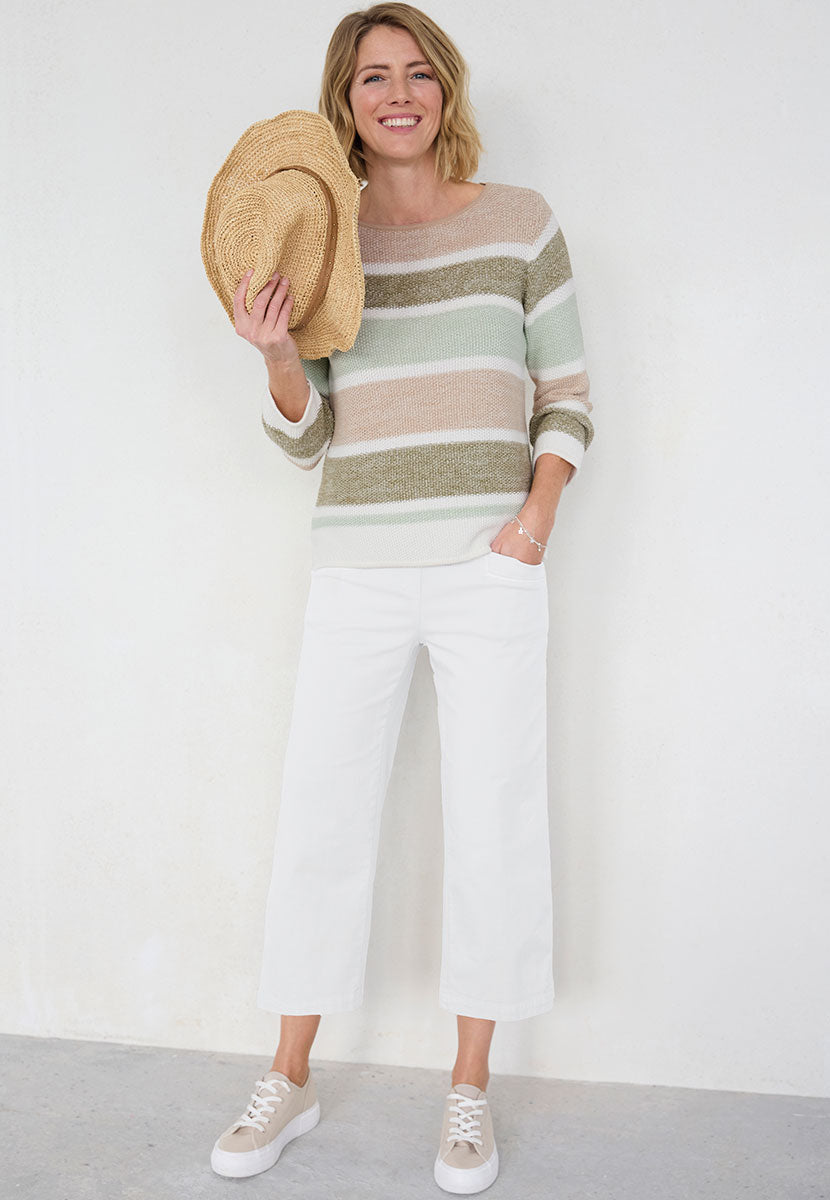 TONI Sue Wide Leg Cropped Trouser - White