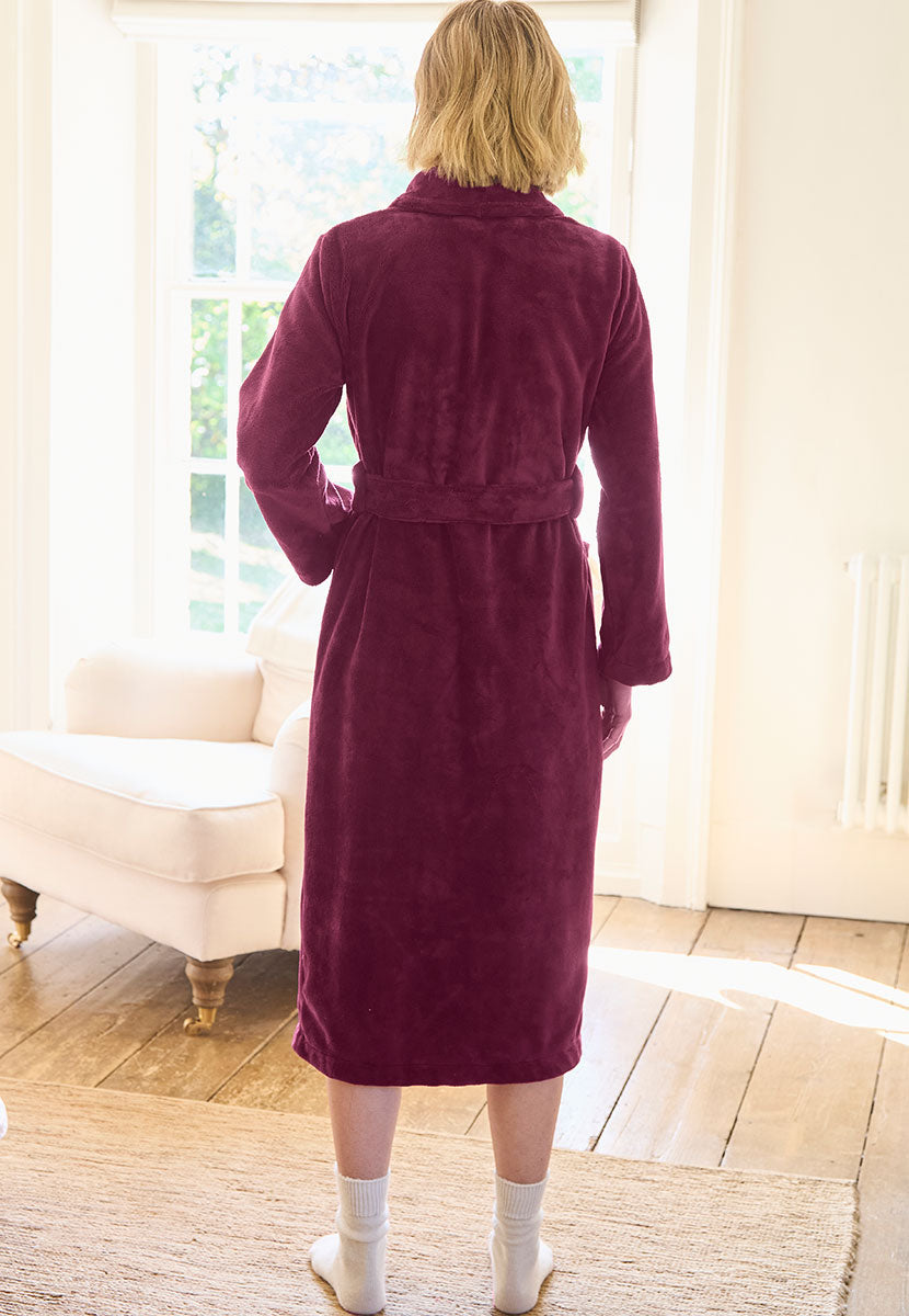 Tyla Plush Robe - Cassis back View
