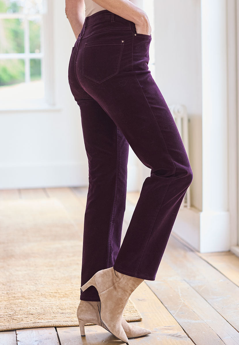 Vanessa Velvet Jean Blackcurrant Side View