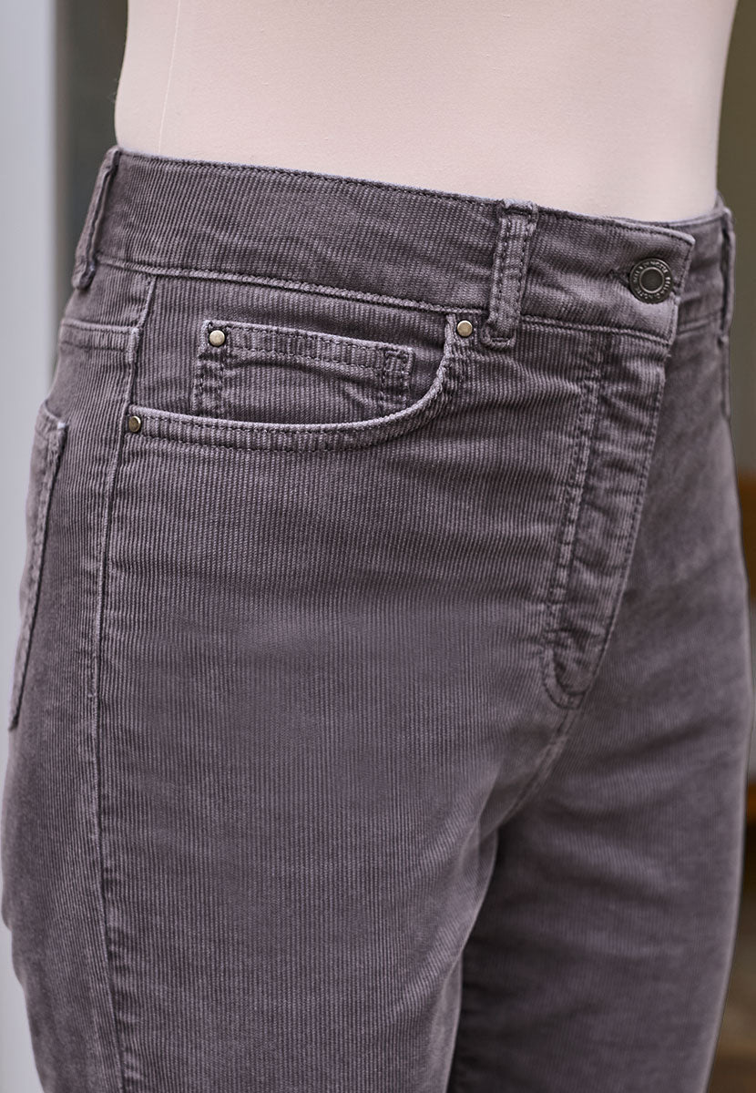 Vanessa Straight Leg Cord Trouser - Charcoal