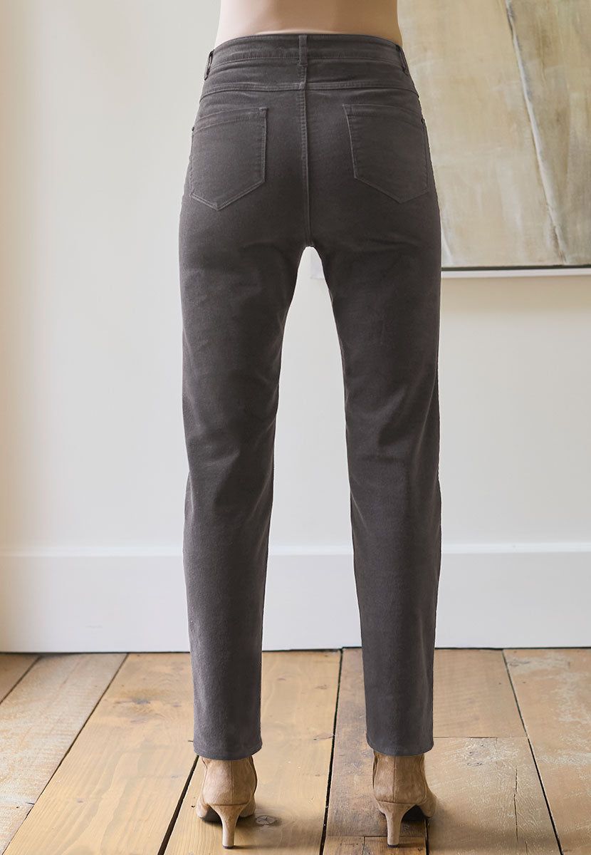 Vanessa Velvet Jean Charcoal Back View