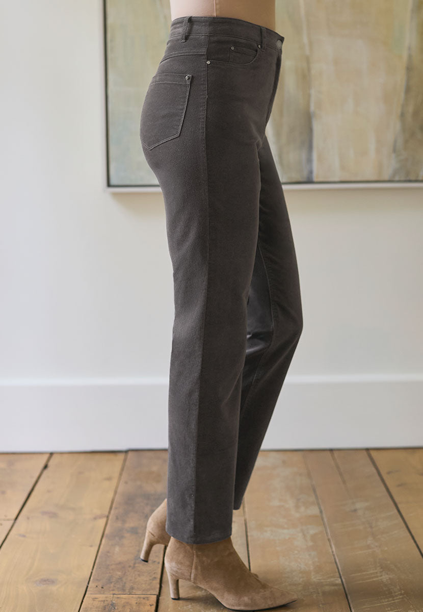 Vanessa Velvet Jean Charcoal Side View