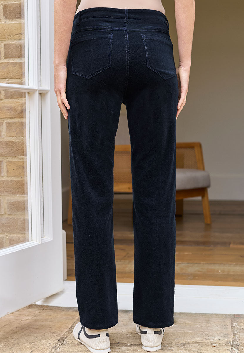 Vanessa Straight Leg Cord Trouser - Dark Navy