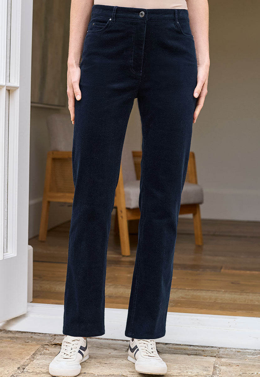 Vanessa Straight Leg Cord Trouser - Dark Navy