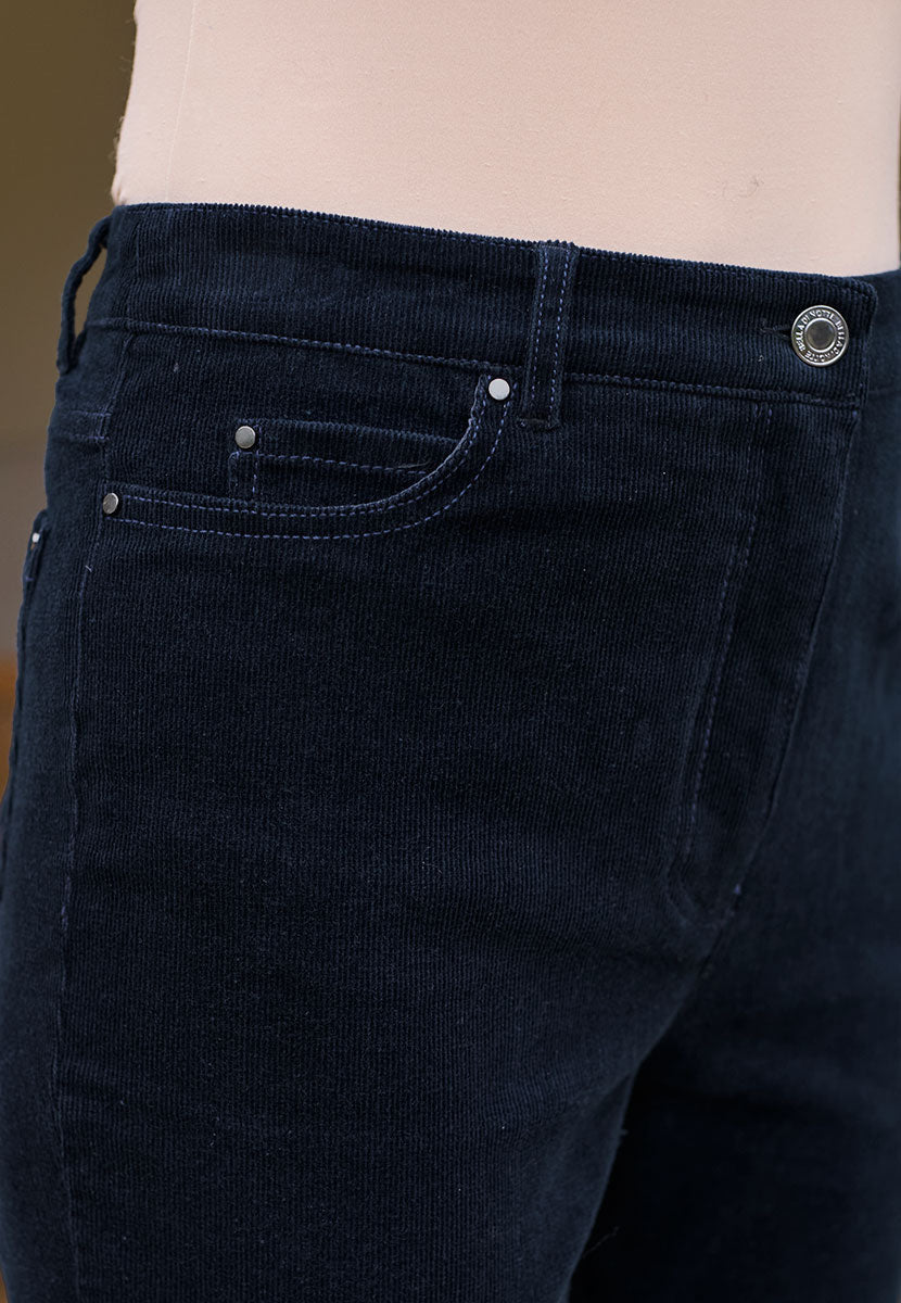 Vanessa Straight Leg Cord Trouser - Dark Navy