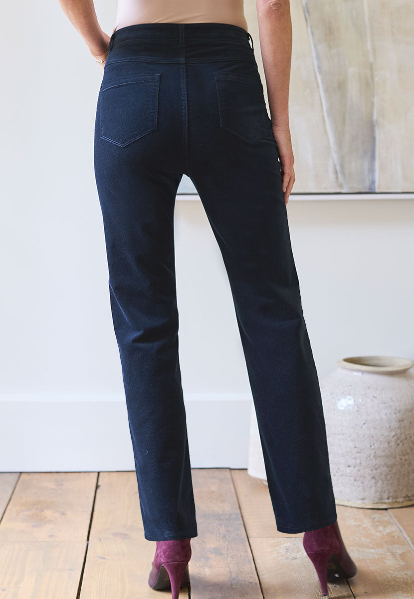 Vanessa Velvet Jean Dark Navy Back View