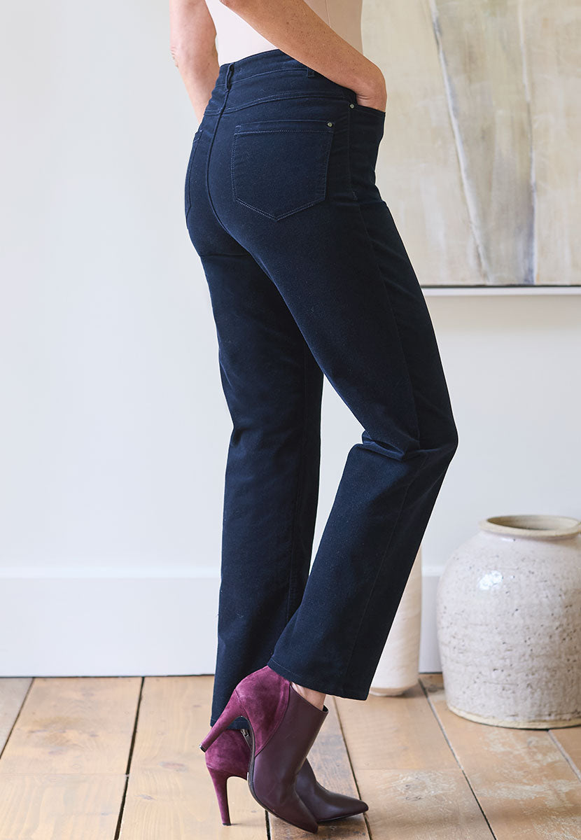 Vanessa Velvet Jean Dark Navy Side View