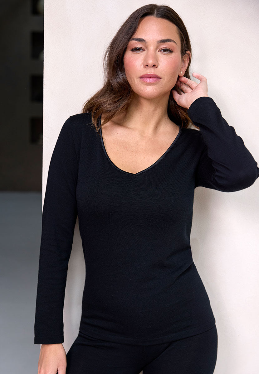 Verona Thermal Long Sleeve Vest - Black