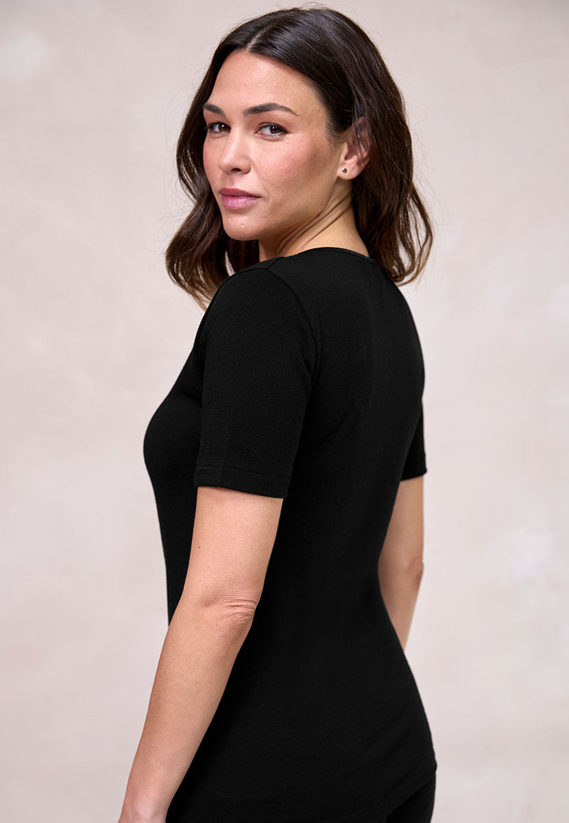 Verona Thermal Short Sleeve Vest - Black