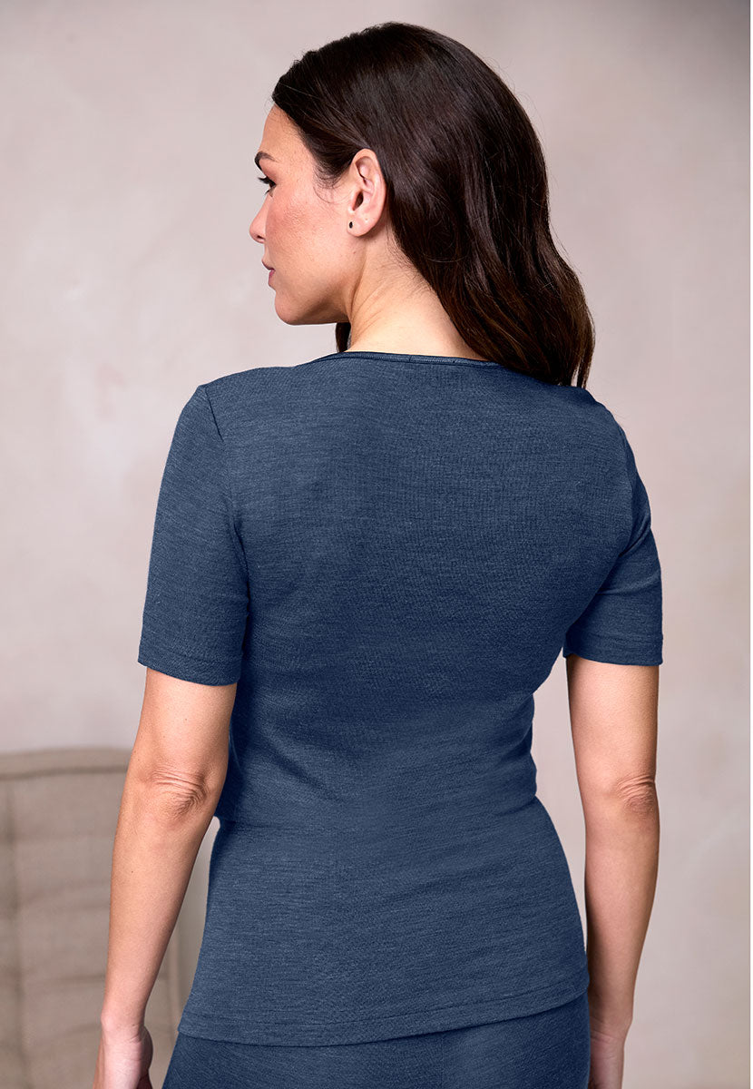 Verona Thermal Short Sleeve Vest - Denim Blue