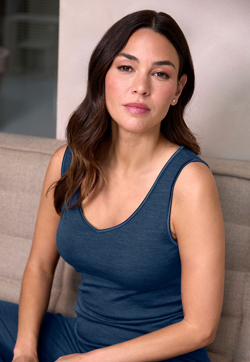 Verona Thermal Sleeveless Vest - Denim Blue