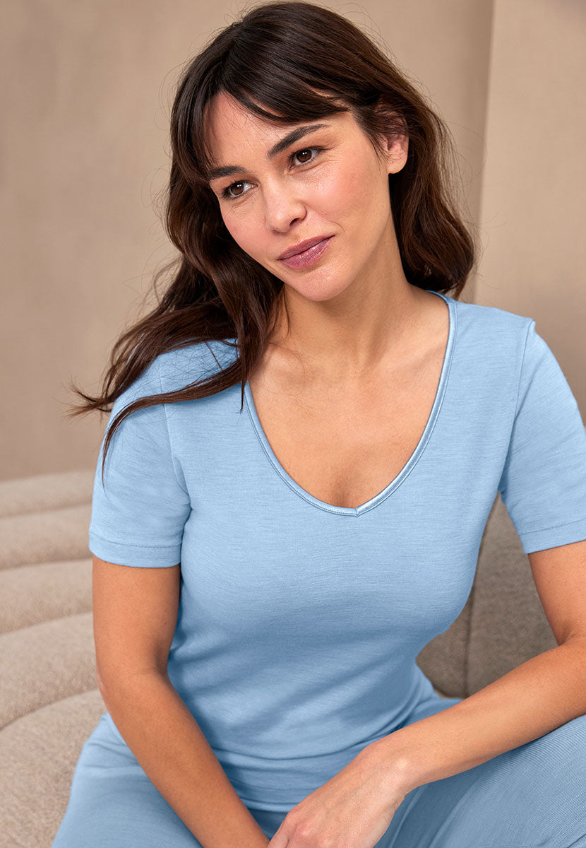 Verona Thermal Short Sleeve Vest - French Blue Alternative View