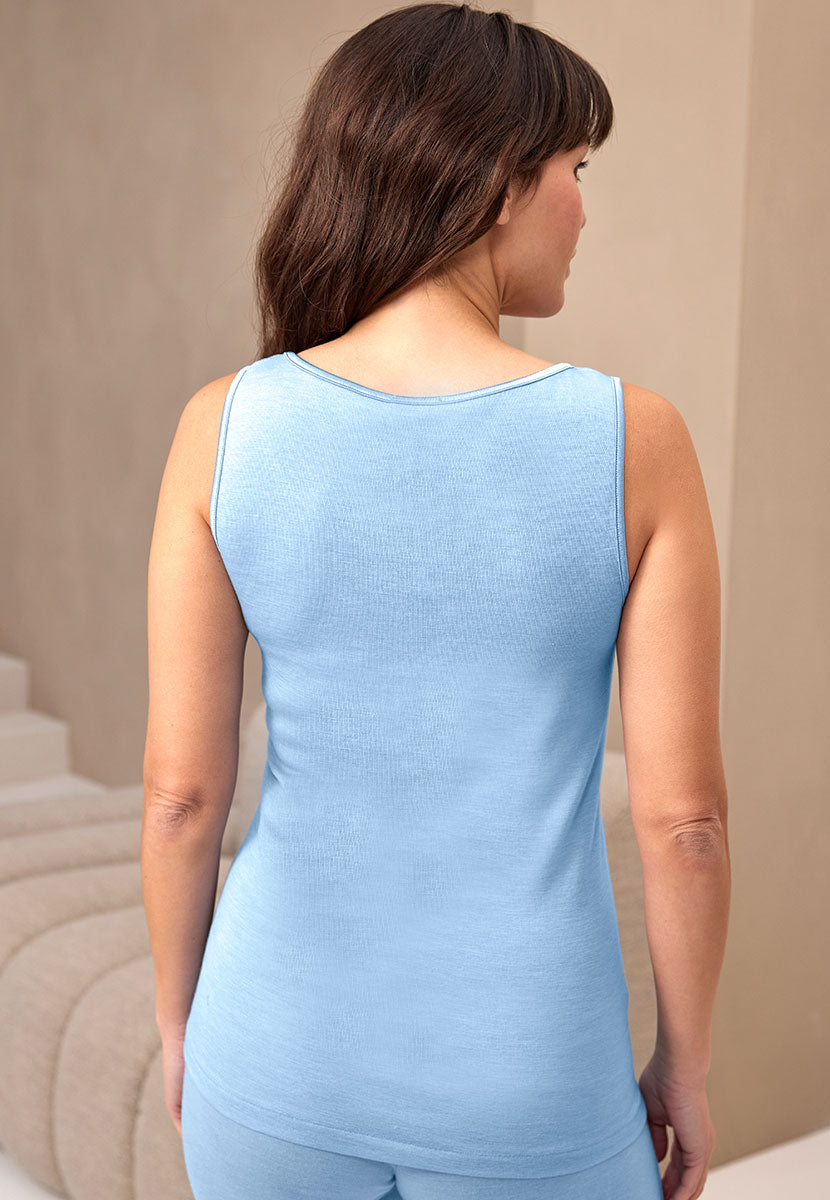 Verona Thermal Sleeveless Vest - French Blue Back View
