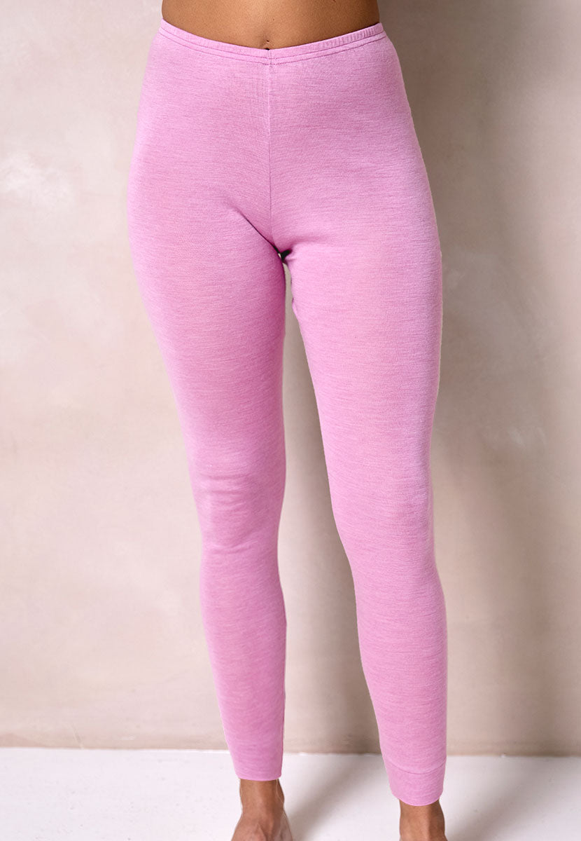 Cotton Lined Long Johns - Peony Cotton Lined Smooth Cosy Elasticated Waist Trousers for Relaxing at Home Cotton Merino Silk Mix