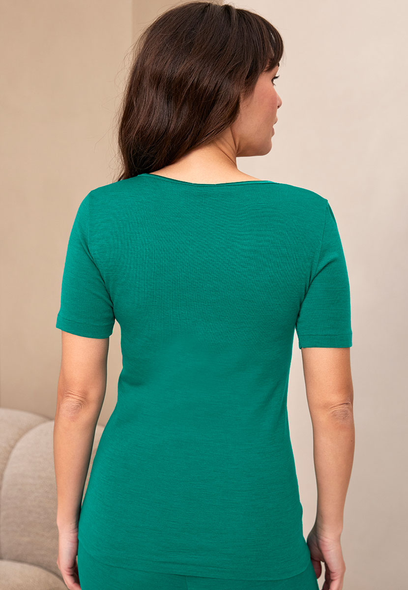 Verona Thermal Short Sleeve Vest - Sea Green Back View