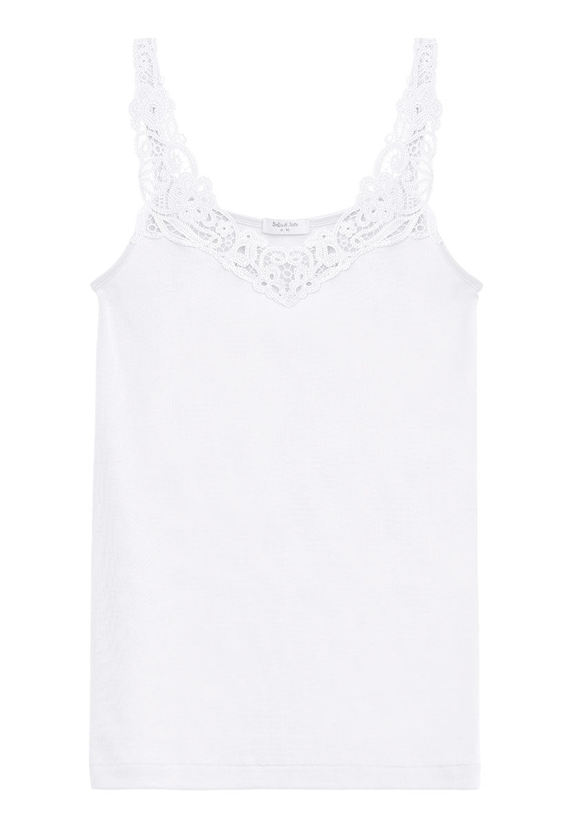Viola Superior Cotton Lace Camisole -  White