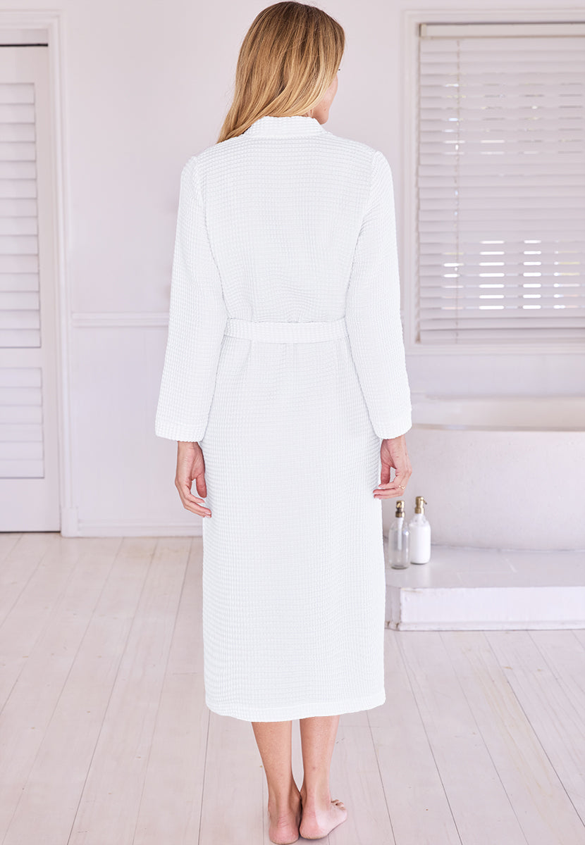Ceri Luxury Cotton Waffle Robe - White
