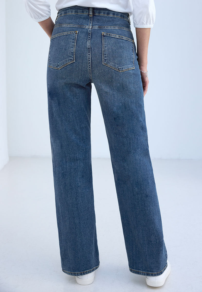 Willow Wide Leg Jean - Mid Denim