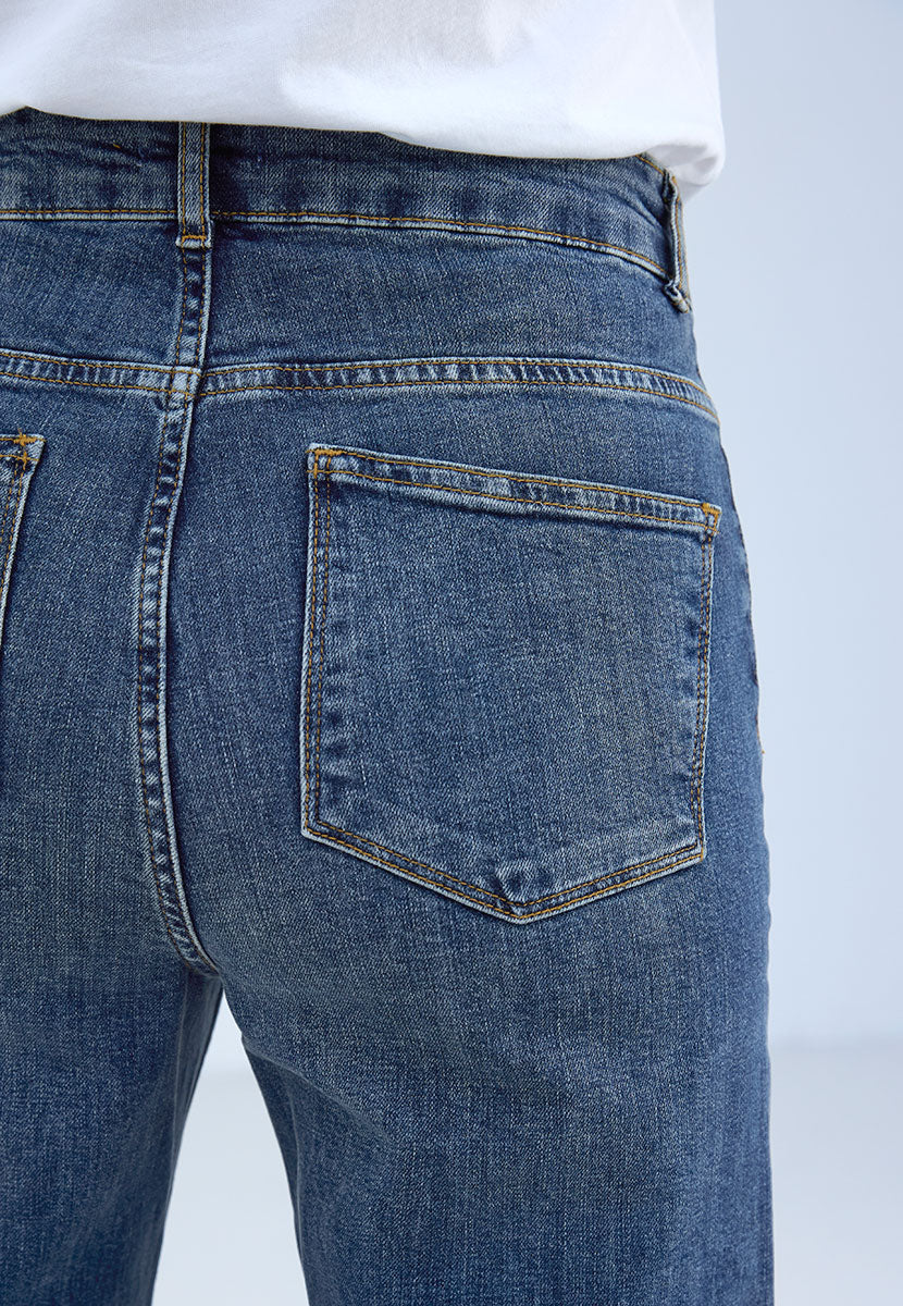 Willow Wide Leg Jean - Mid Denim