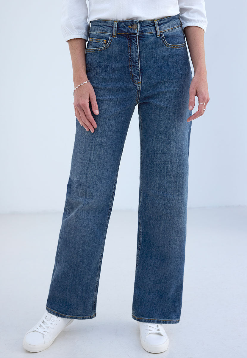 Willow Wide Leg Jean - Mid Denim