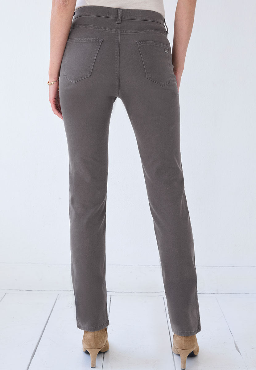 BRAX Winter Dream Carola Fit 30 Inch Leg Trouser - Smoke Dark Grey Soft Smart Cashmere Touch Trouser Light and Warm Yarn For Great Shape Retention Back View