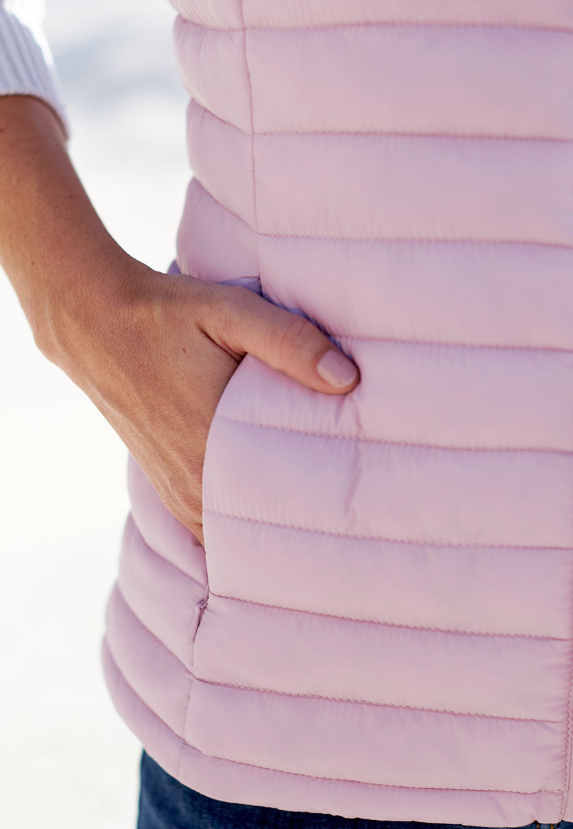 Zoe Padded Gilet - Soft Pink Detail View