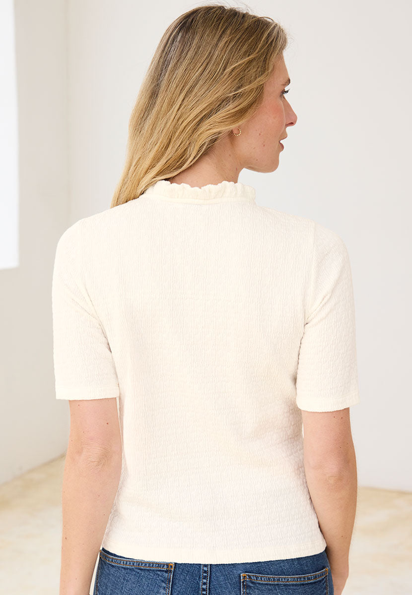 Zoe Jacquard Short Sleeve Top - Ivory
