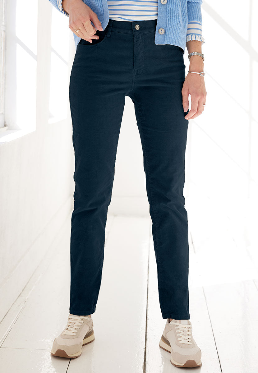 BRAX Carola Premium Cord 30 Inch Leg Trouser - Dark Navy