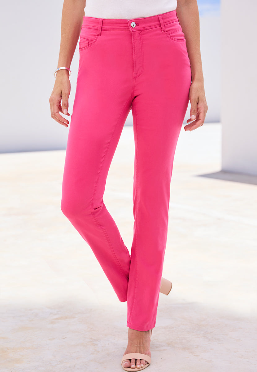BRAX Superior Cotton Carola Straight Leg Trouser - Cerise Pink