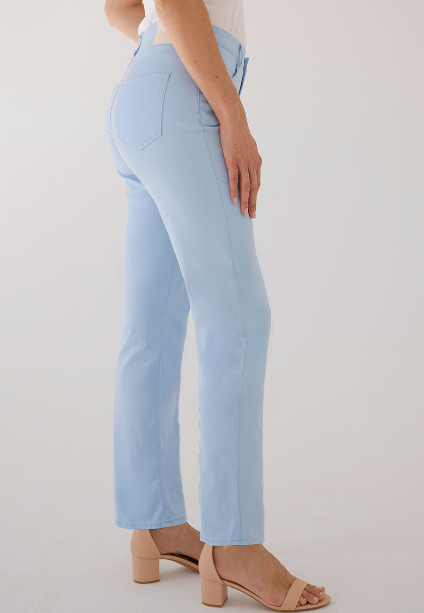 BRAX Superior Cotton Carola Straight Leg Trousers - Pale Blue Comfortable Soft Fabric with Excellent Shape Retention Side View